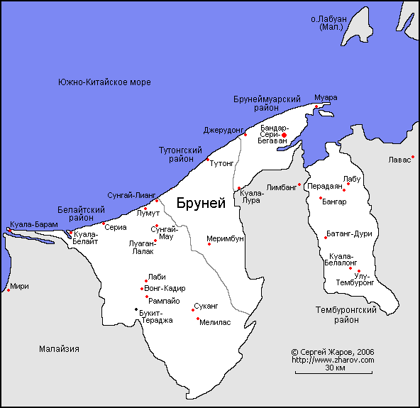 Карта Брунея.