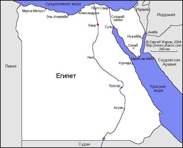 Карта Египта.