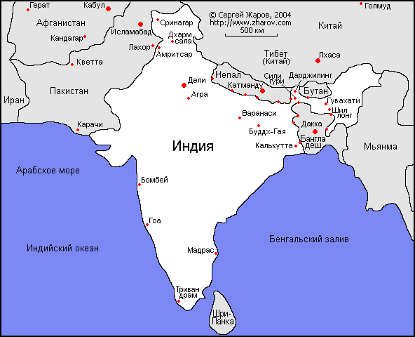 Карта Индии.