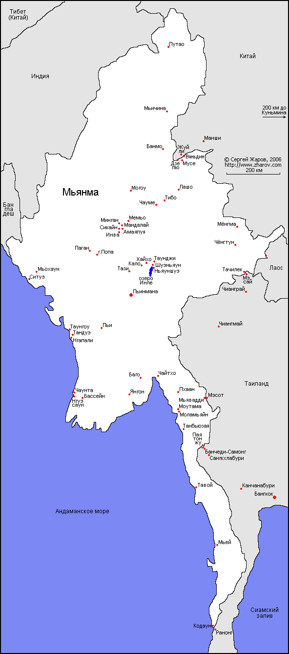 Карта Мьянмы.