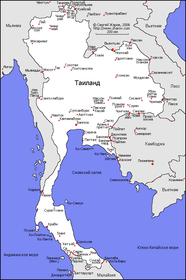 Карта Таиланда.
