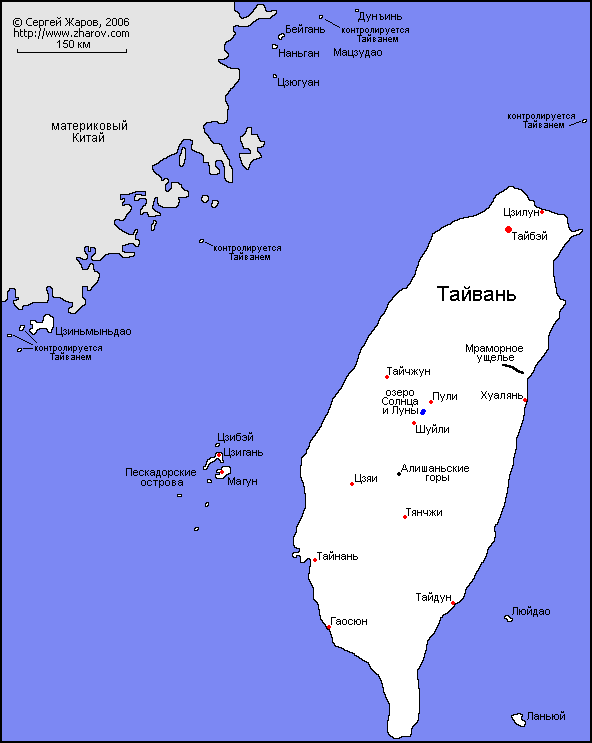 Карта Тайваня.
